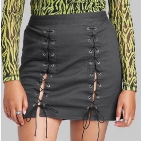 Wild Fable Lace Up Black Mini Skirt, Size XS, NWT - Picture 1 of 7